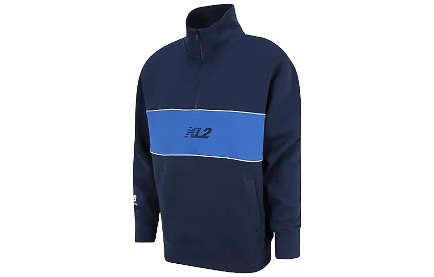 New Balance Kawhi's Klawset SS23 Half-Zip Pullover Sweatshirt Navy Blue Mens MT23590-NNY