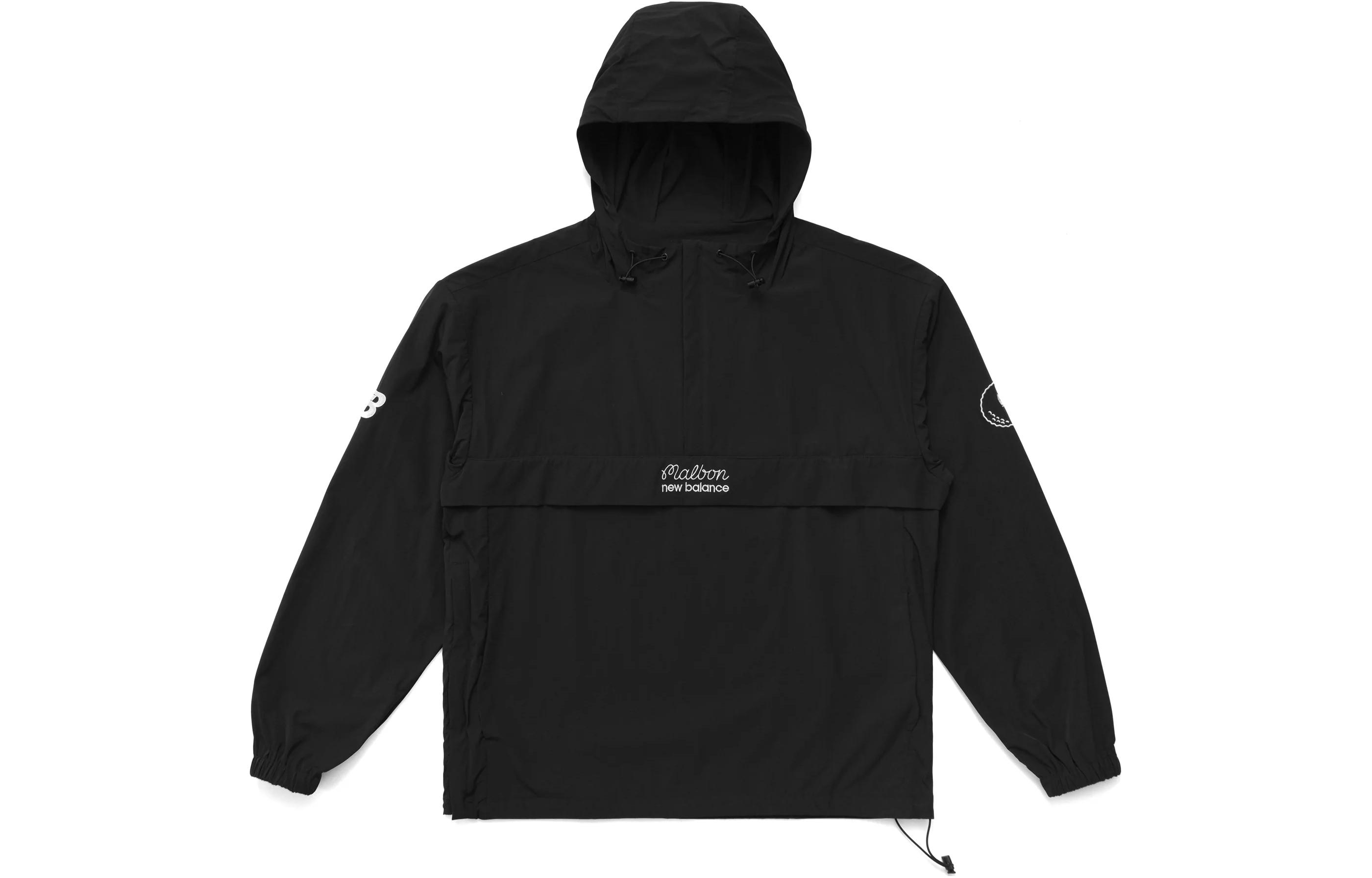 New Balance MALBON SS24 Black Logo Hoodie Jacket Unisex Casual Loose Fit M7907BLK