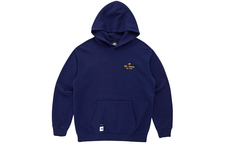 New Balance ofrParis Navy Blue Logo Hoodie Unisex Collaboration NBNOB3L-023