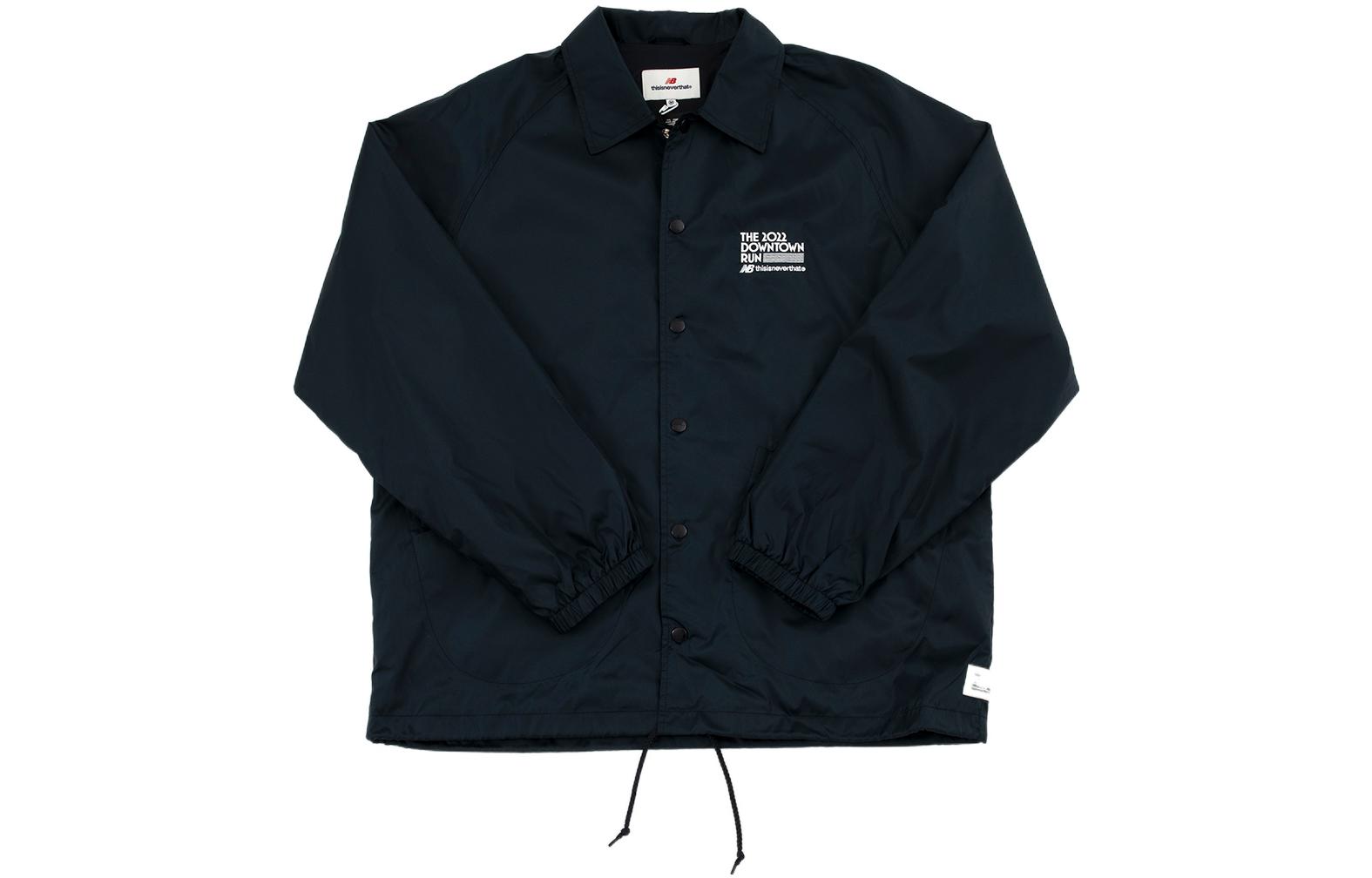 New Balance Thisisneverthat Black Logo Print Collared Jacket Unisex NMC3L013-BK