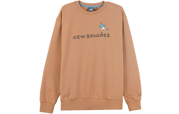 New Balance ZPZ Logo Print Casual Pullover Sweatshirt Brown () NCA47011-BEI