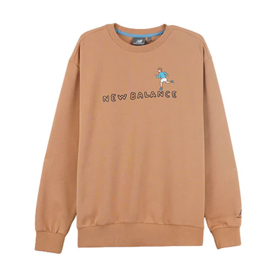 New Balance ZPZ Logo Print Casual Pullover Sweatshirt Brown () NCA47011-BEI