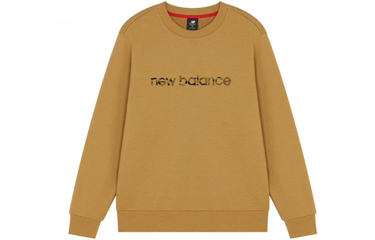 New Balance Yellow Camo Logo Knit Pullover Sweatshirt AMT21353-INC