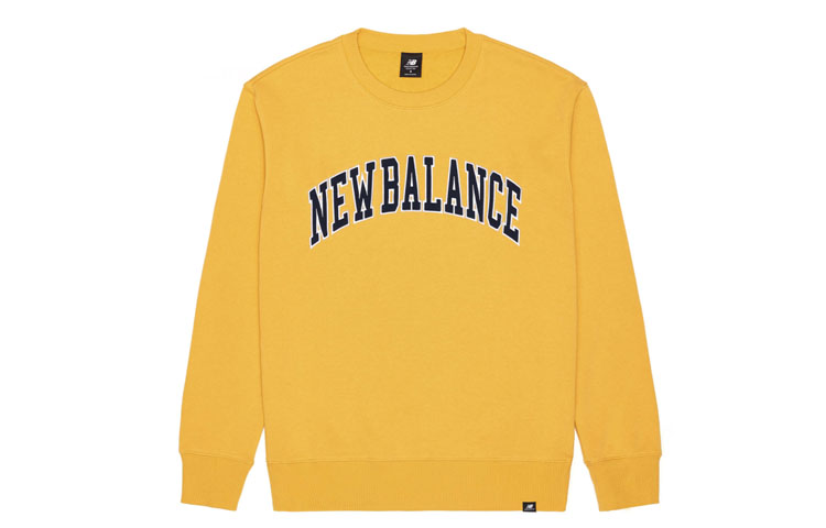 New Balance Yellow Crewneck Sweatshirt with Letter Print Design MT03515-ASE