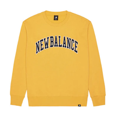 New Balance Yellow Crewneck Sweatshirt with Letter Print Design MT03515-ASE