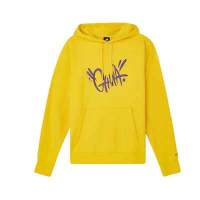 New Balance Yellow Hoodie with Sneaker Graphic Print on Back AMT03370-YL