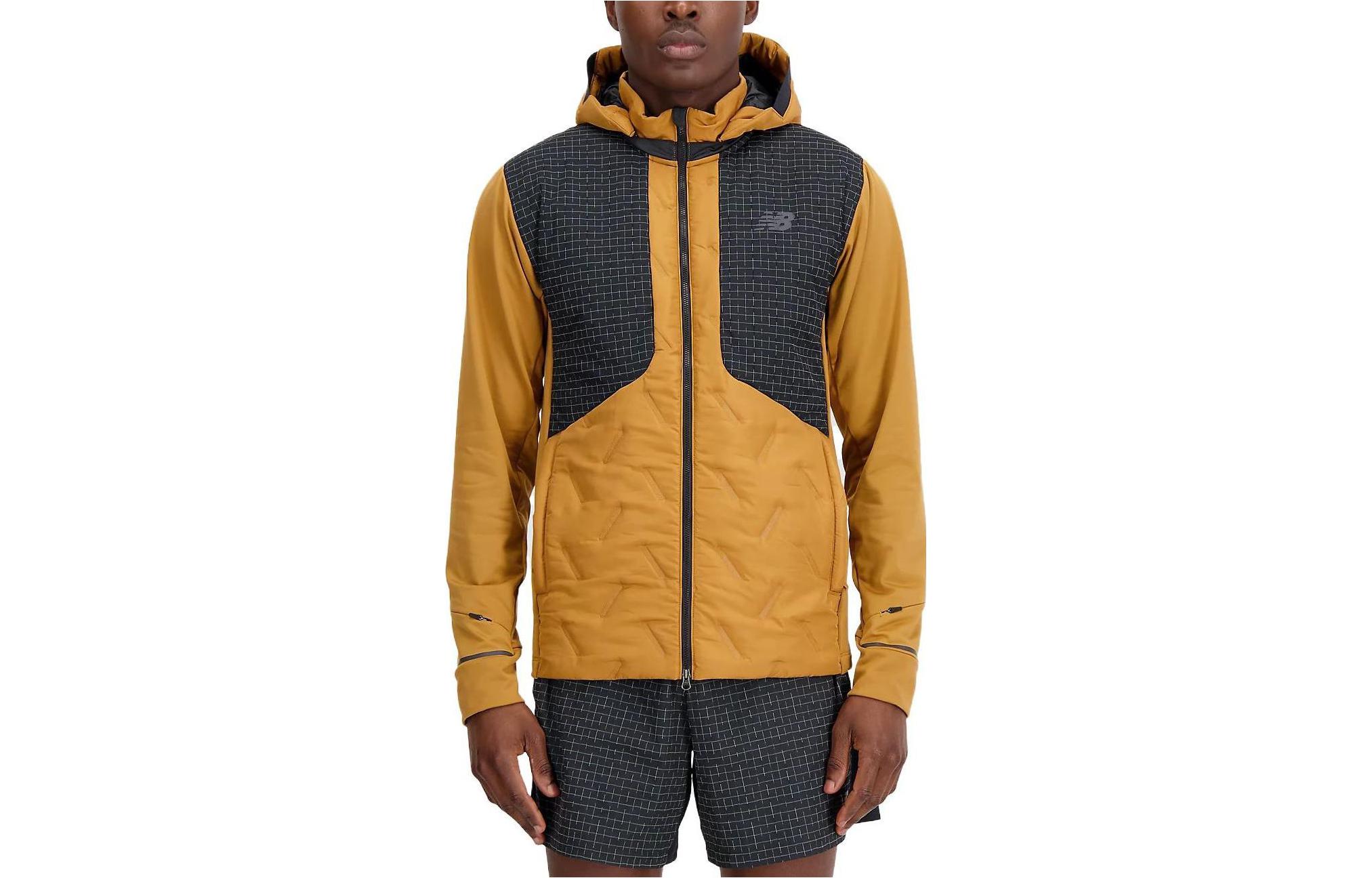 New Balance Yellow Logo Patchwork Zip-Up Hoodie Jacket MJ33256-TOB