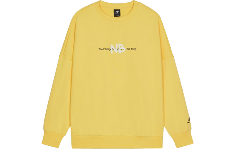New Balance Yellow Logo Print Knit Pullover Sweatshirt AMT13365-LHZ