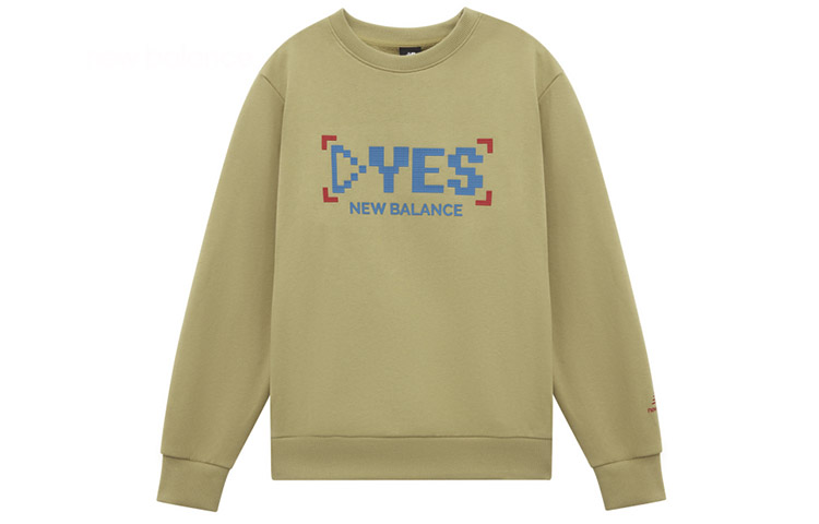 New Balance Yellow Pullover Casual Printed Knit Sweatshirt AMT11341-BEI