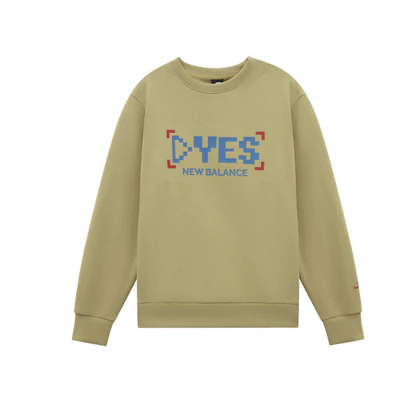 New Balance Yellow Pullover Casual Printed Knit Sweatshirt AMT11341-BEI