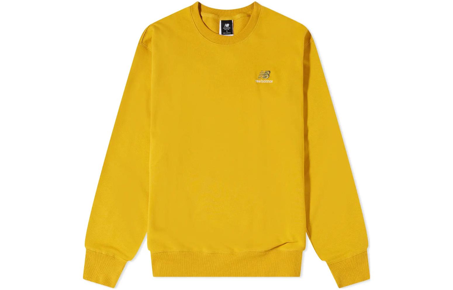 New Balance Yellow Pullover Sweatshirt with Embroidered Logo UT21501-VGL