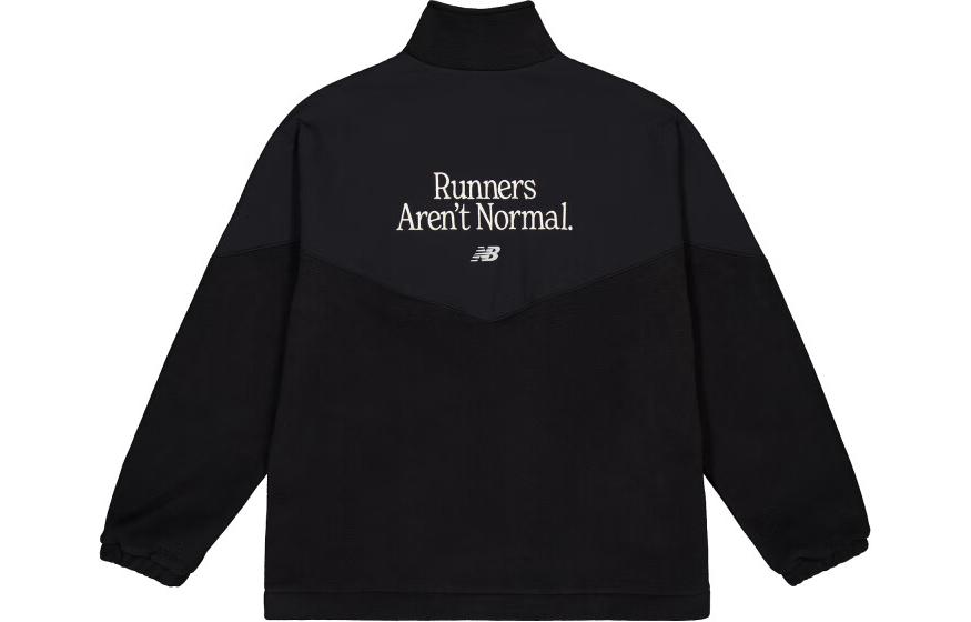 Lookbook New Balance Jaket Zip-Up Logo Huruf, Hitam MDD45031-BK