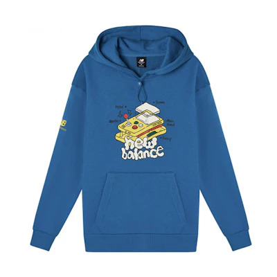 New Balance ZPZ Graphic Print Blue Fleece Hoodie Long Sleeve Casual Wear AMT11336-BMT