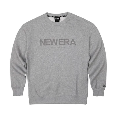 New Era 23FW Fleece-Lined Crewneck Sweatshirt Gray Unisex Casual Pullover 13781180
