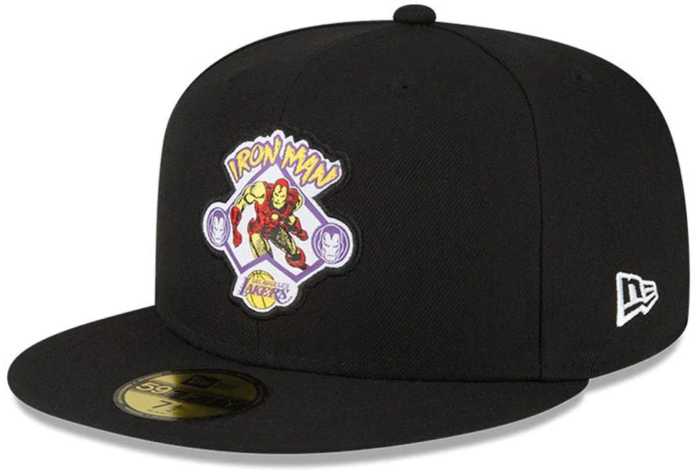new-era-59-fifa-nba-x-marvel-la-lakers-black-baseball-cap-unisex-couple-style-13549252