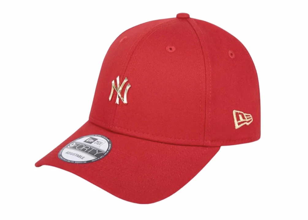 new-era-and-mlb-yankees-logo-embroidered-metal-cap-red-unisex-couple-style-12711314