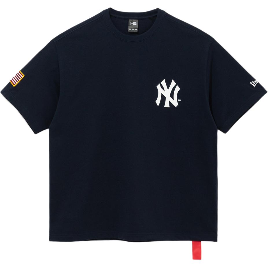 New Era × MLB Yankees Logo Navy Blue Unisex Loose Fit Summer Tee 14700228