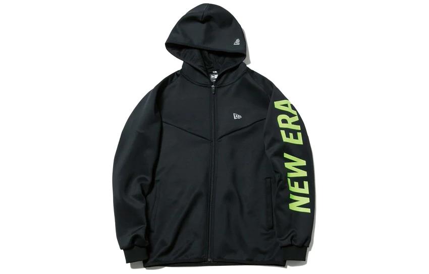 New Era Alphabet Print Zip-Up Hoodie Jacket Unisex Black 12026622