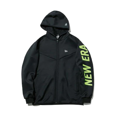 New Era Alphabet Print Zip-Up Hoodie Jacket Unisex Black 12026622