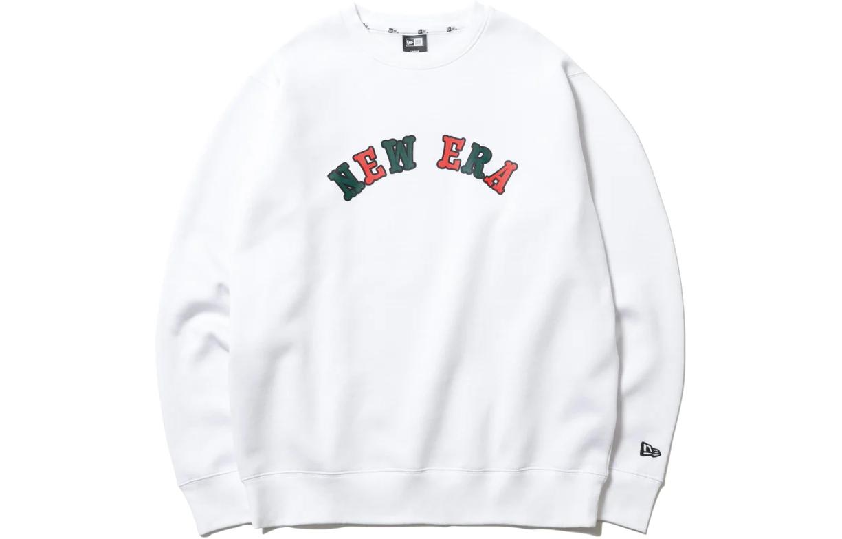 New Era Arched Logo Print Crewneck Sweatshirt Unisex White 12542743