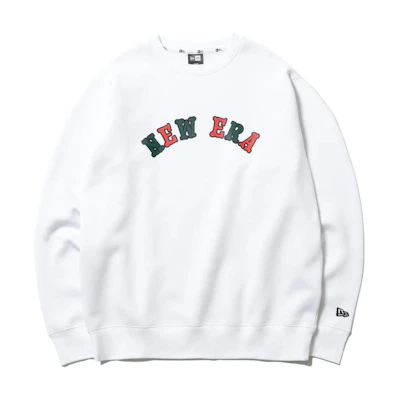 New Era Arched Logo Print Crewneck Sweatshirt Unisex White 12542743