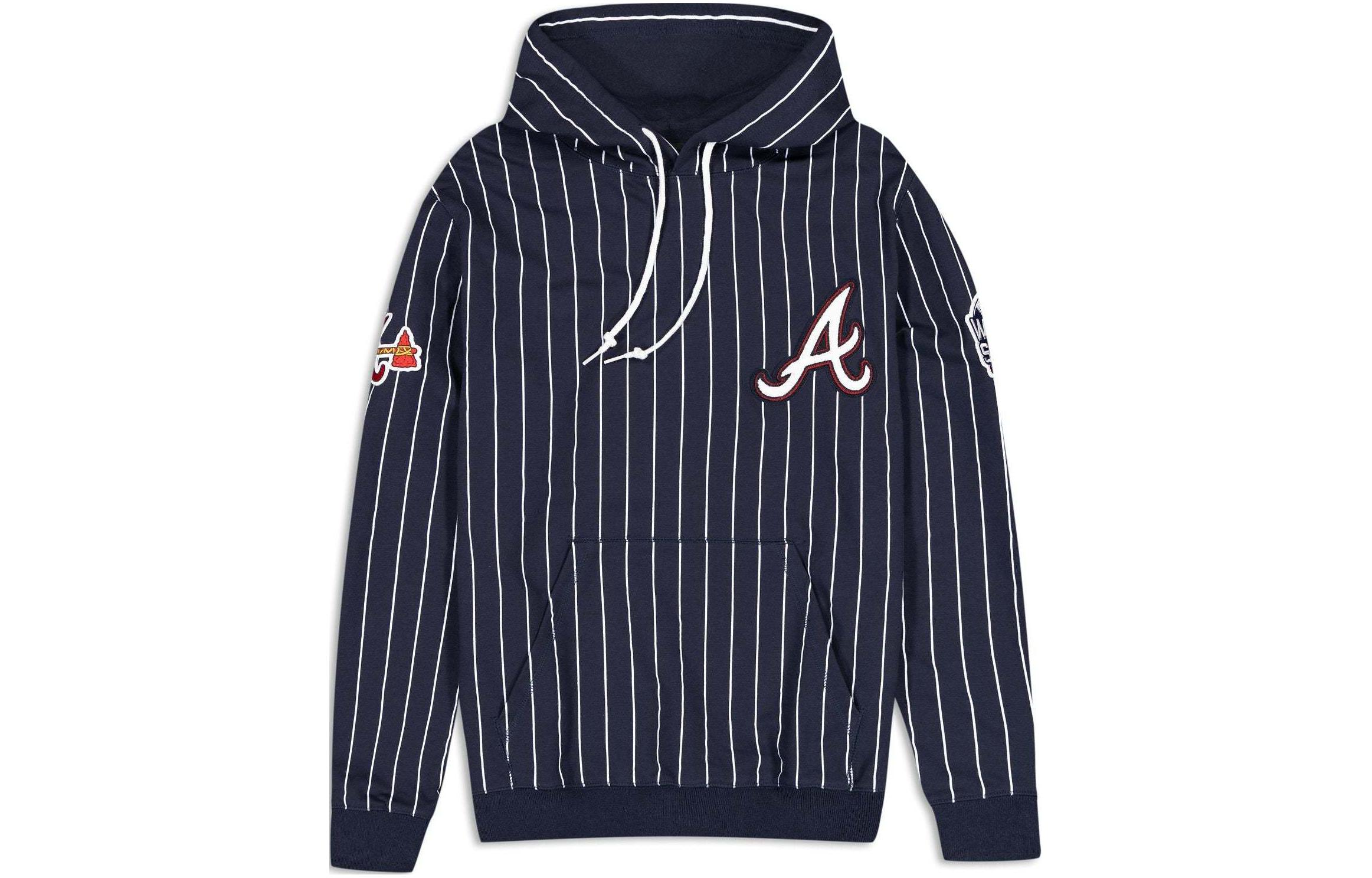 New Era AtlAnta Braves Striped Logo Hoodie Unisex Navy Blue 60431278