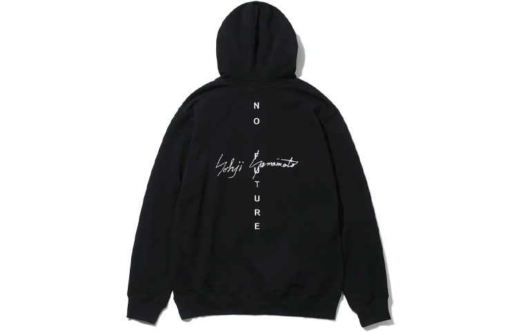 New Era Back Letter Print Hoodie Unisex Black 12863223