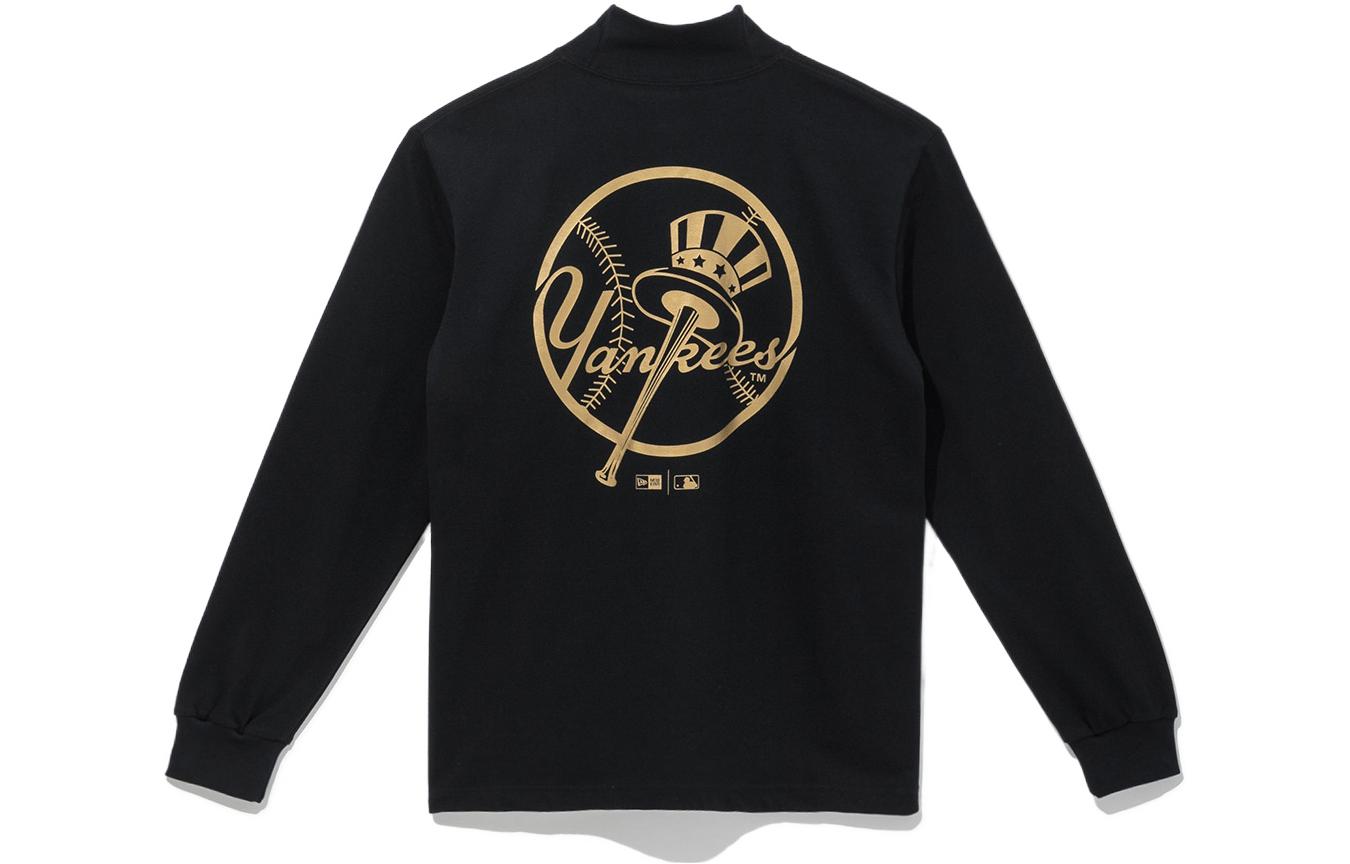 New Era Back Letter Print Pullover Sweatshirt Unisex Black 13331033