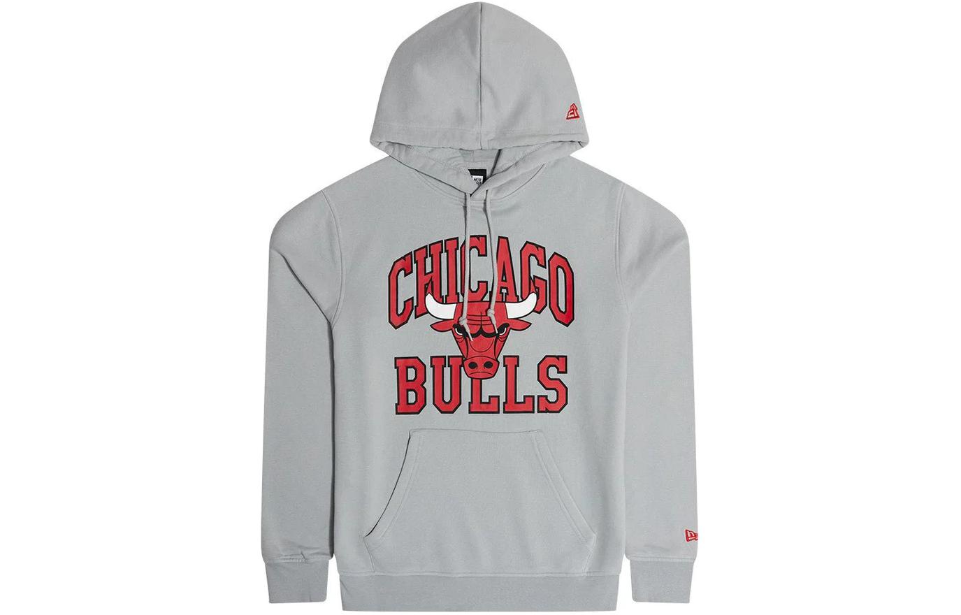 New Era Badge Logo Printed Hoodie Unisex Gray 13772325