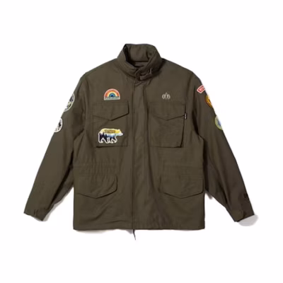 New Era Badge Patch Stand Collar Jacket Unisex Military Green 13546361
