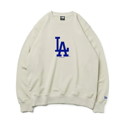 New Era Beige Letter Print Crewneck Pullover Sweatshirt Unisex 13755315