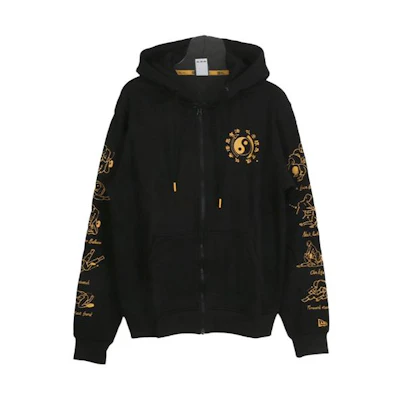 New Era Black Casual Hoodie Jacket with Bagua Print Design 11883288