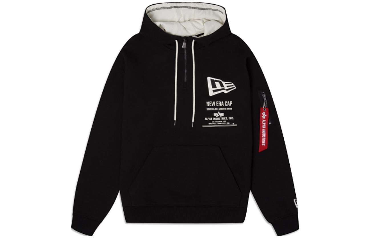 New Era Black Hoodie with Letter Graphics 60333962