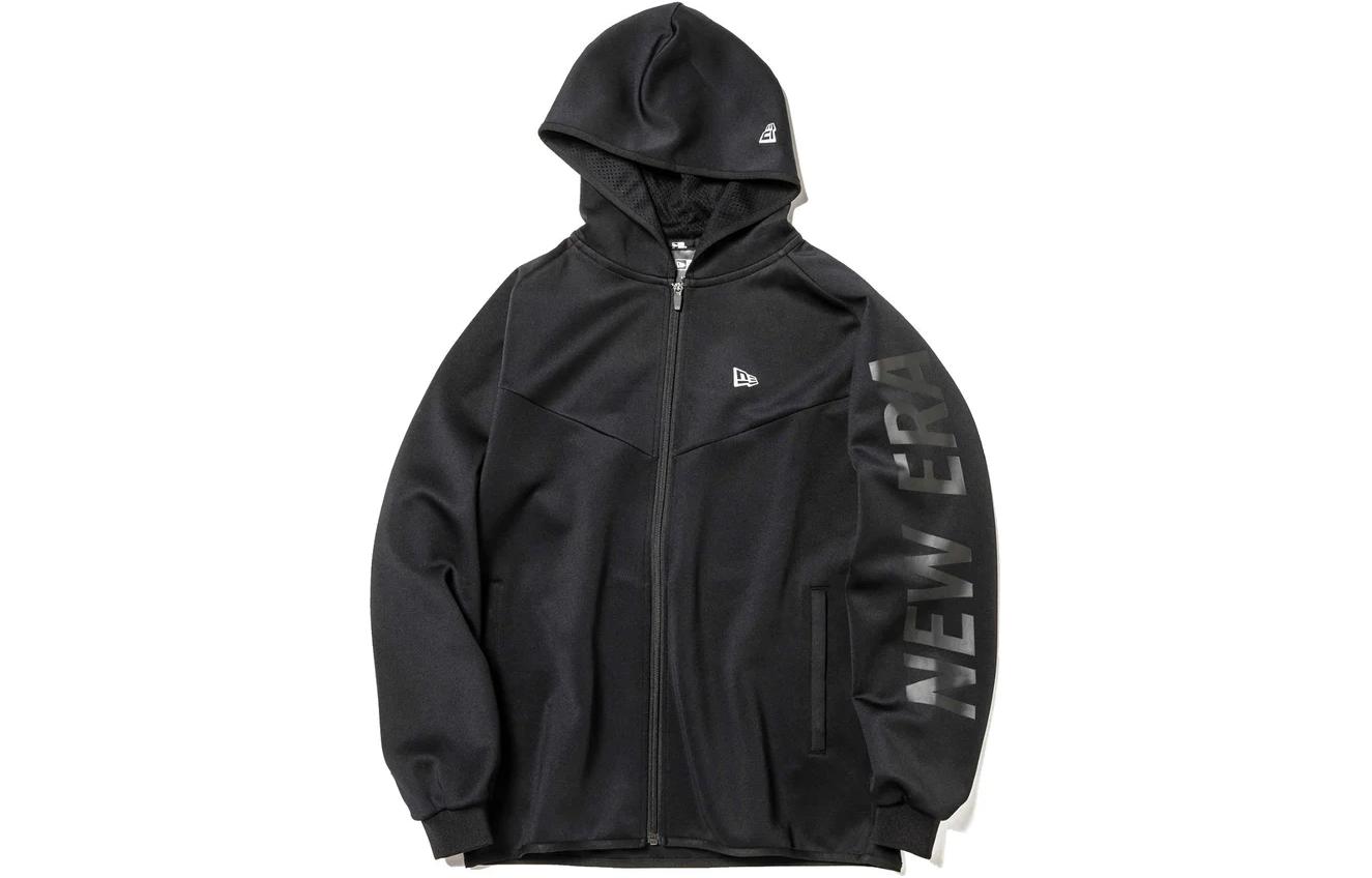 New Era Black Logo Embroidered Zip-Up Hoodie Jacket Unisex 11597601