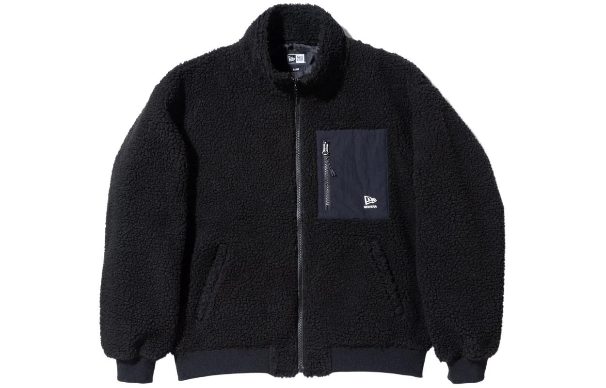 New Era Black Logo Printed High Collar Zip Jacket Unisex Long Sleeve 13755453