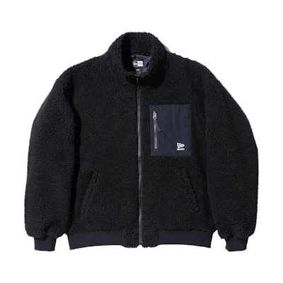 New Era Black Logo Printed High Collar Zip Jacket Unisex Long Sleeve 13755453