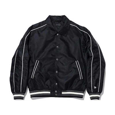 New Era Black Loose-Fit Single-Breasted Jacket with Line Accents Unisex 14322506