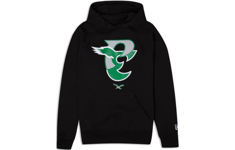 New Era Black Solid Color Hoodie with Pocket and Long Sleeves 13821786