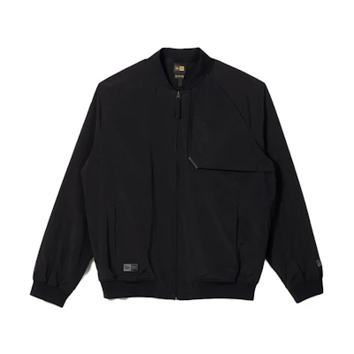 New Era Black Solid Color Stand Collar Slim Fit Long Sleeve Jacket 13679561