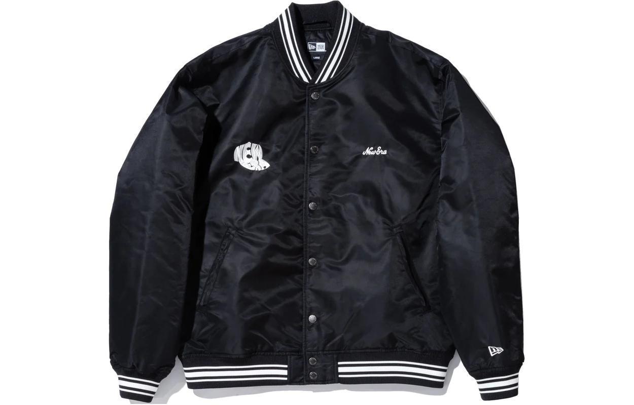 New Era Black Striped Collar Slim-Fit Long Sleeve Jacket Unisex 13755402