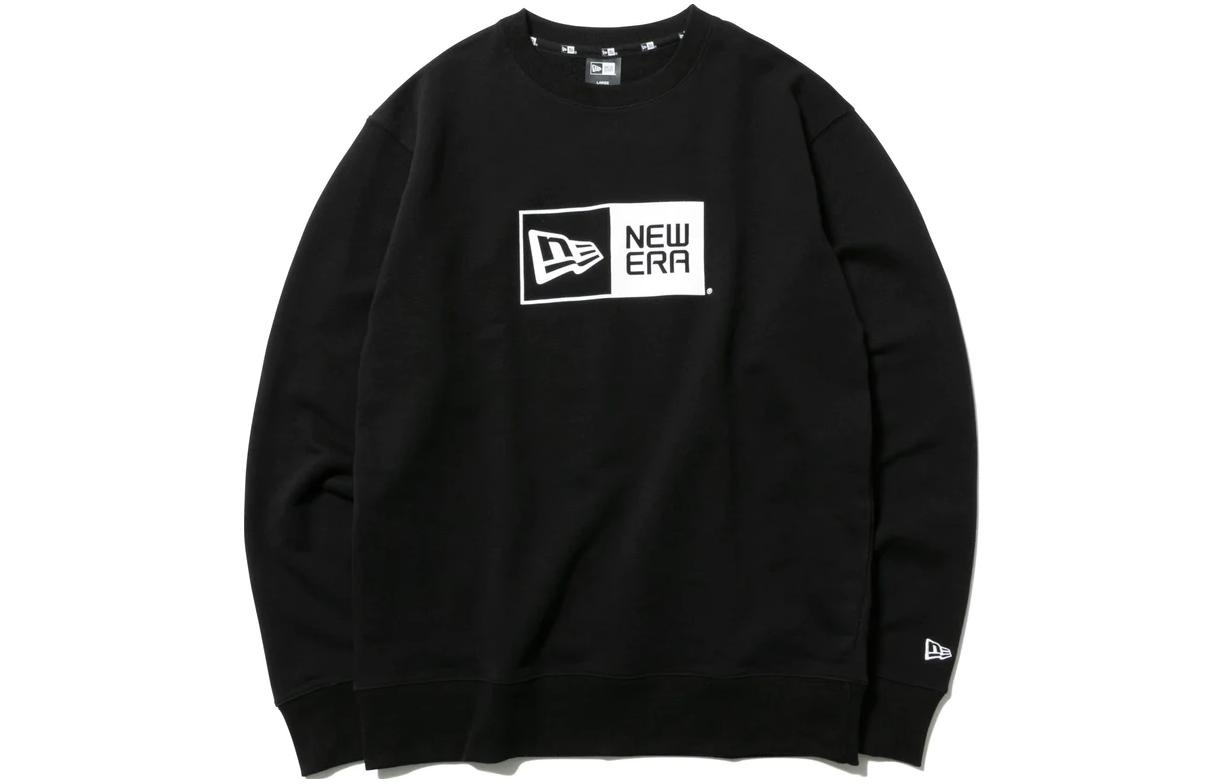 New Era Black Unisex Letter Crewneck Pullover Sweatshirt Long Sleeve 12550930
