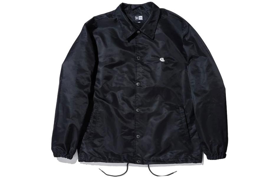 New Era Black Unisex Letter Print Button-Up Long Sleeve Jacket 13755446