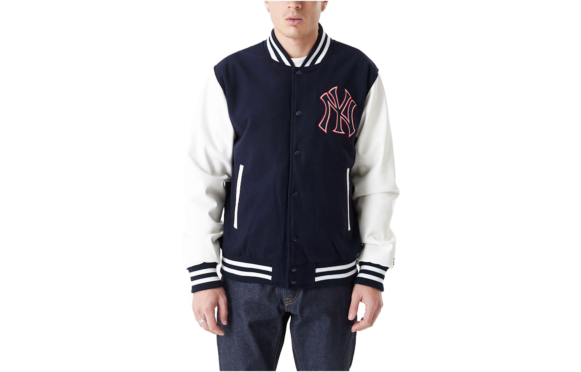 New Era Blue Long Sleeve Jacket with Embroidered Logo Patchwork Design 60416308