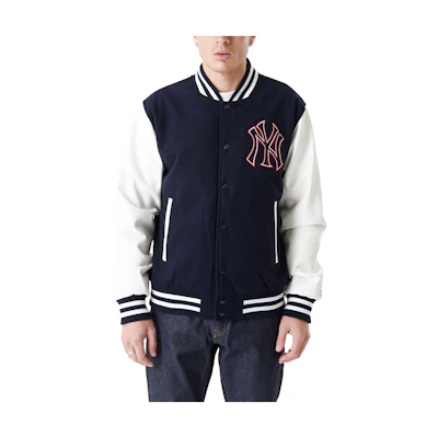 New Era Blue Long Sleeve Jacket with Embroidered Logo Patchwork Design 60416308