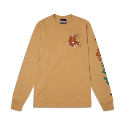 New Era Boston Red Sox Letter Print Crewneck Sweatshirt Unisex Brown 60417004