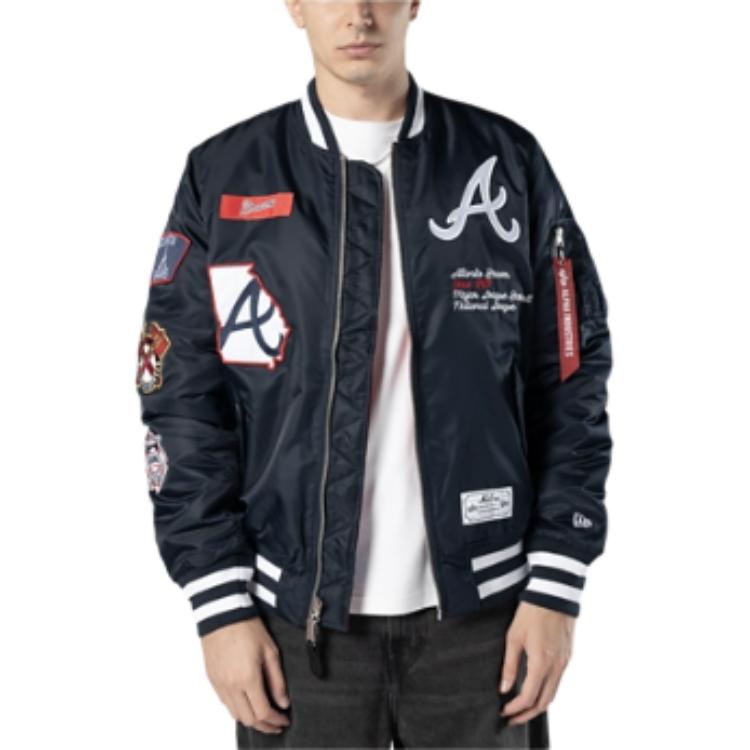 New Era Braves Alpha Varsity Bomber Jacket Blue/White Unisex Long Sleeve 60684042