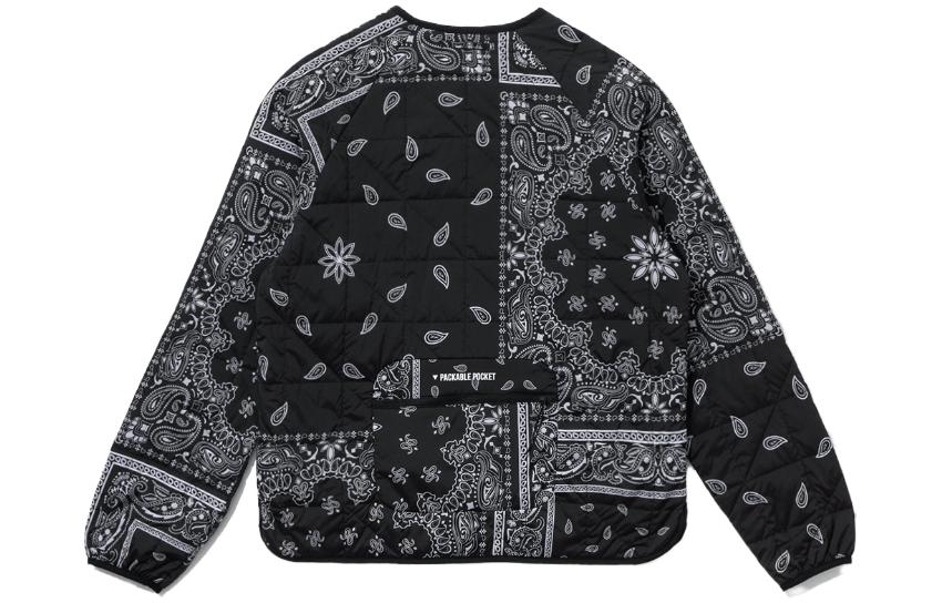 New Era Button-Up V-Neck Printed Jacket Unisex Black 13781173