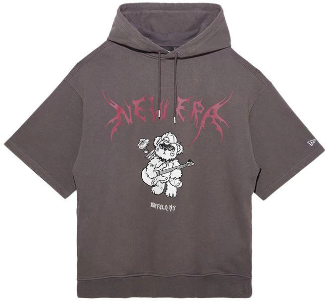 new-era-cartoon-letter-print-short-sleeve-hoodie-dark-gray-13789115
