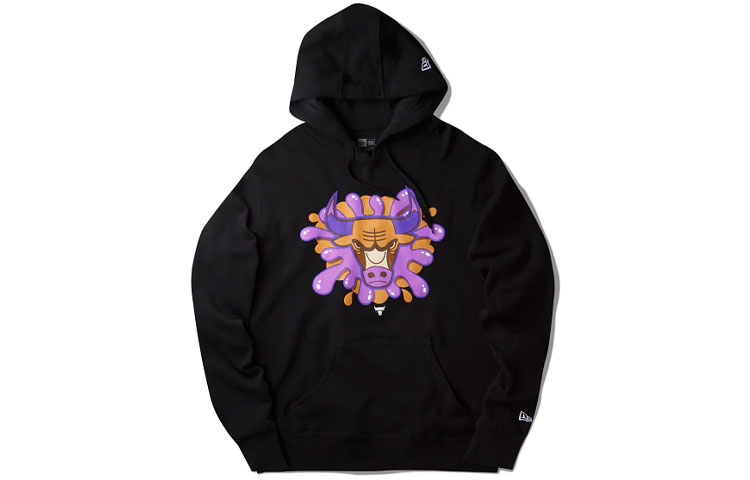 New Era Cartoon Print Hoodie Black () 13059602