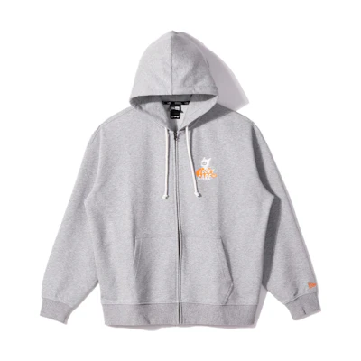 New Era Cartoon Print Zip Hoodie Unisex Gray 13741395